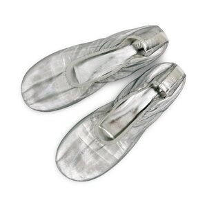 MANGO Silver Mesh Ballet Flats